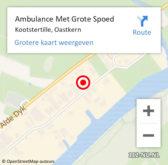 Locatie op kaart van de 112 melding: Ambulance Met Grote Spoed Naar Kootstertille, Oastkern op 22 juli 2017 13:41