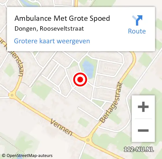 Locatie op kaart van de 112 melding: Ambulance Met Grote Spoed Naar Dongen, Rooseveltstraat op 22 juli 2017 13:55