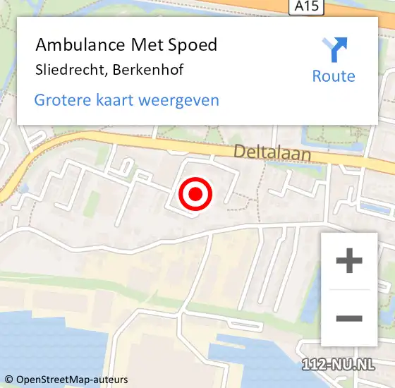 Locatie op kaart van de 112 melding: Ambulance Met Spoed Naar Sliedrecht, Berkenhof op 22 juli 2017 13:56