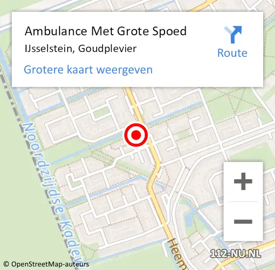 Locatie op kaart van de 112 melding: Ambulance Met Grote Spoed Naar IJsselstein, Goudplevier op 22 juli 2017 14:25