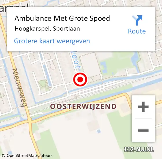 Locatie op kaart van de 112 melding: Ambulance Met Grote Spoed Naar Hoogkarspel, Sportlaan op 22 juli 2017 14:47