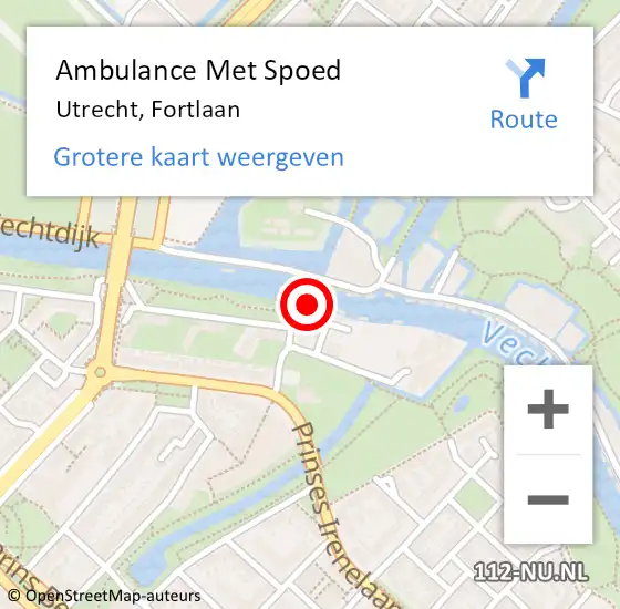 Locatie op kaart van de 112 melding: Ambulance Met Spoed Naar Utrecht, Fortlaan op 22 juli 2017 14:49