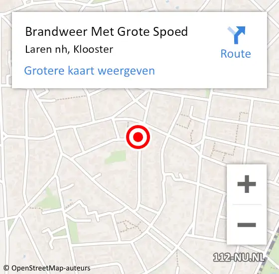 Locatie op kaart van de 112 melding: Brandweer Met Grote Spoed Naar Laren nh, Klooster op 22 juli 2017 14:54