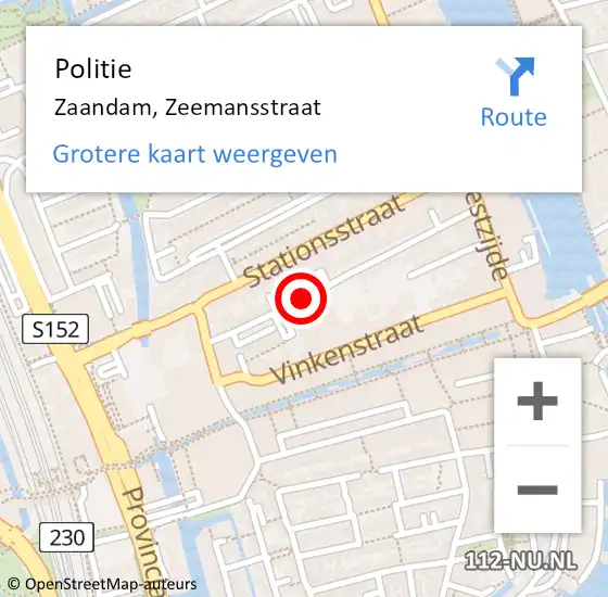 Locatie op kaart van de 112 melding: Politie Zaandam, Zeemansstraat op 22 juli 2017 17:31