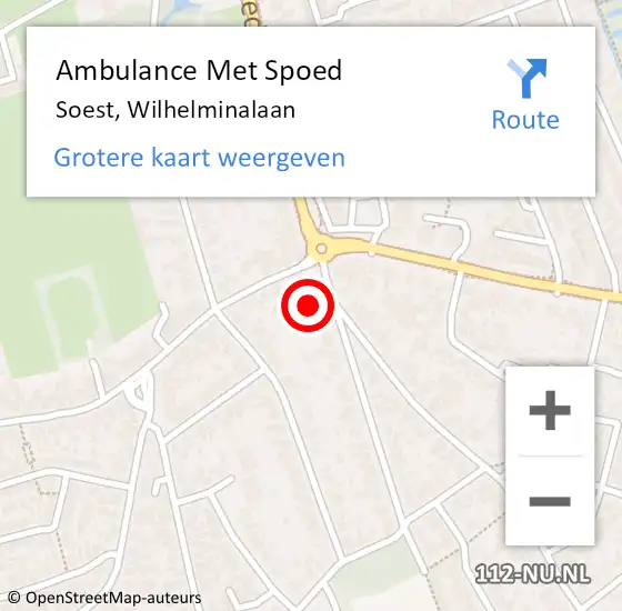 Locatie op kaart van de 112 melding: Ambulance Met Spoed Naar Soest, Wilhelminalaan op 22 juli 2017 18:11