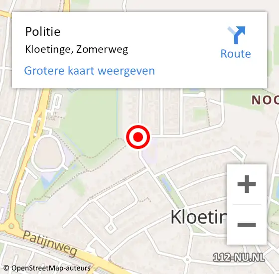 Locatie op kaart van de 112 melding: Politie Kloetinge, Zomerweg op 22 juli 2017 18:28