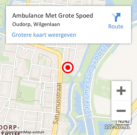 Locatie op kaart van de 112 melding: Ambulance Met Grote Spoed Naar Oudorp, Wilgenlaan op 22 juli 2017 18:50