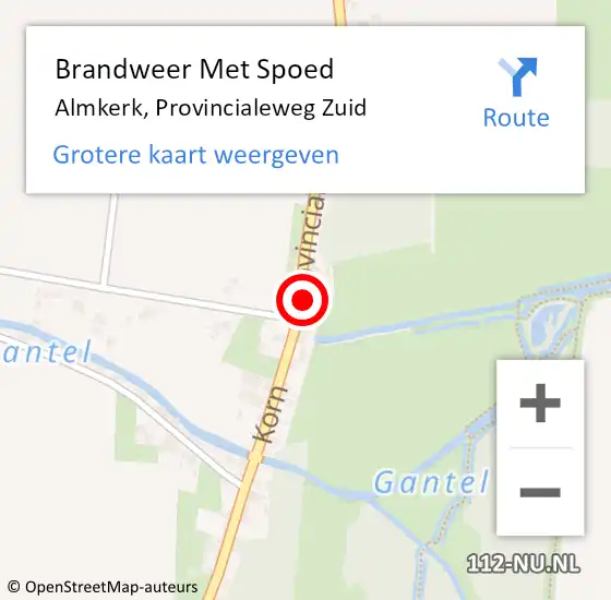 Locatie op kaart van de 112 melding: Brandweer Met Spoed Naar Almkerk, Provincialeweg Zuid op 22 juli 2017 19:03