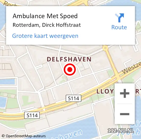 Locatie op kaart van de 112 melding: Ambulance Met Spoed Naar Rotterdam, Dirck Hoffstraat op 22 juli 2017 19:05