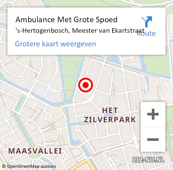 Locatie op kaart van de 112 melding: Ambulance Met Grote Spoed Naar 's-Hertogenbosch, Meester van Ekartstraat op 22 juli 2017 19:24