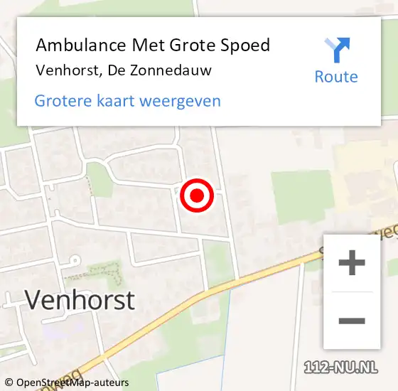 Locatie op kaart van de 112 melding: Ambulance Met Grote Spoed Naar Venhorst, De Zonnedauw op 22 juli 2017 19:46