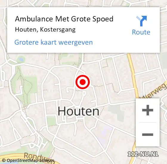 Locatie op kaart van de 112 melding: Ambulance Met Grote Spoed Naar Houten, Kostersgang op 22 juli 2017 20:56