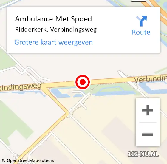 Locatie op kaart van de 112 melding: Ambulance Met Spoed Naar Ridderkerk, Verbindingsweg op 22 juli 2017 21:13