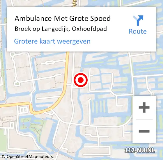 Locatie op kaart van de 112 melding: Ambulance Met Grote Spoed Naar Broek op Langedijk, Oxhoofdpad op 22 juli 2017 21:57