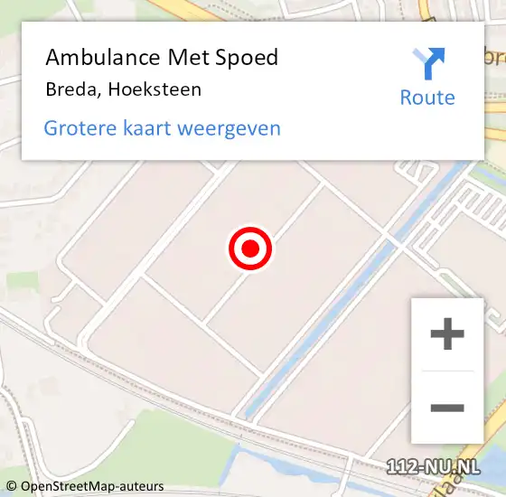Locatie op kaart van de 112 melding: Ambulance Met Spoed Naar Breda, Hoeksteen op 22 juli 2017 22:04