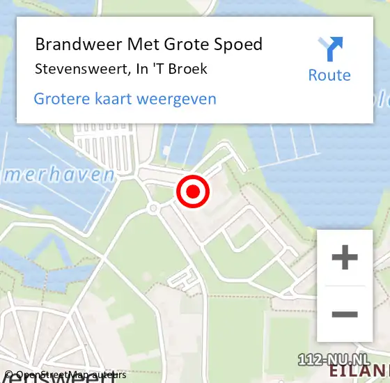 Locatie op kaart van de 112 melding: Brandweer Met Grote Spoed Naar Stevensweert, In 'T Broek op 22 juli 2017 23:54