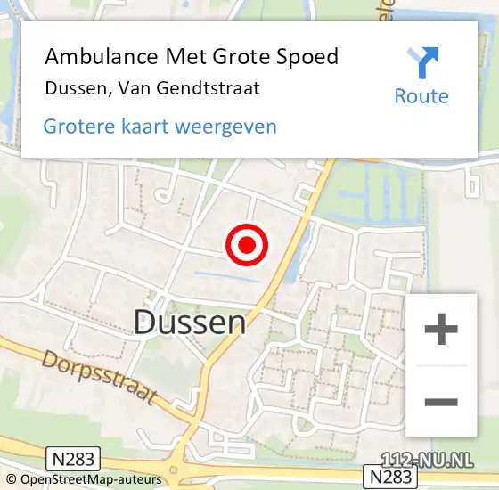 Locatie op kaart van de 112 melding: Ambulance Met Grote Spoed Naar Dussen, Van Gendtstraat op 23 juli 2017 01:52