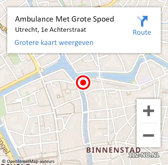 Locatie op kaart van de 112 melding: Ambulance Met Grote Spoed Naar Utrecht, 1e Achterstraat op 23 juli 2017 01:54