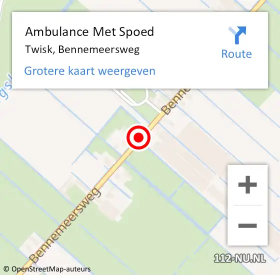 Locatie op kaart van de 112 melding: Ambulance Met Spoed Naar Twisk, Bennemeersweg op 23 juli 2017 01:54