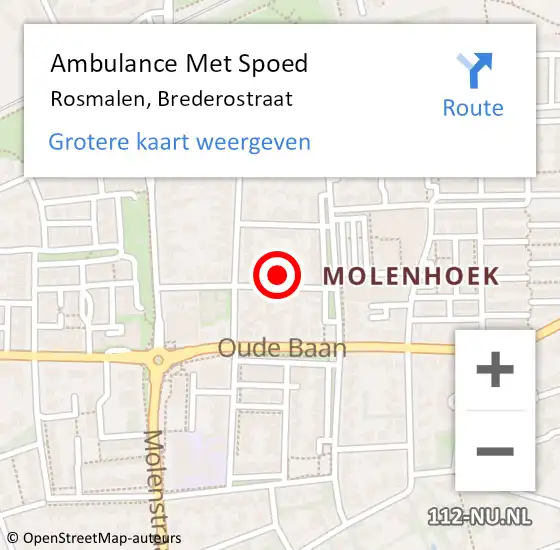 Locatie op kaart van de 112 melding: Ambulance Met Spoed Naar Rosmalen, Brederostraat op 23 juli 2017 02:30