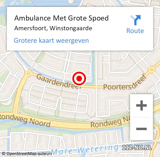 Locatie op kaart van de 112 melding: Ambulance Met Grote Spoed Naar Amersfoort, Winstongaarde op 23 juli 2017 03:57