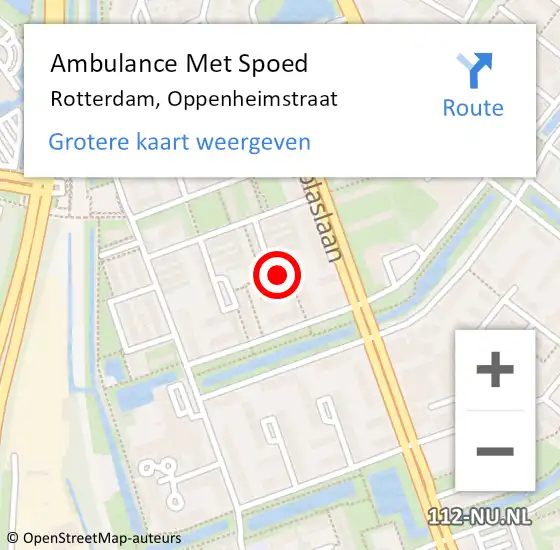 Locatie op kaart van de 112 melding: Ambulance Met Spoed Naar Rotterdam, Oppenheimstraat op 23 juli 2017 04:11