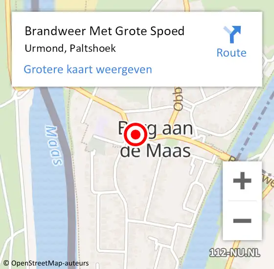 Locatie op kaart van de 112 melding: Brandweer Met Grote Spoed Naar Urmond, Paltshoek op 23 juli 2017 05:00