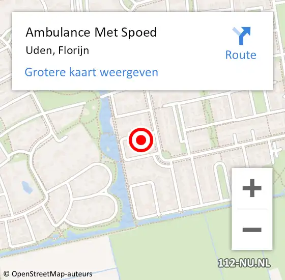 Locatie op kaart van de 112 melding: Ambulance Met Spoed Naar Uden, Florijn op 23 juli 2017 05:09