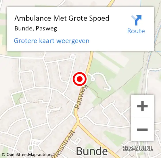 Locatie op kaart van de 112 melding: Ambulance Met Grote Spoed Naar Bunde, Pasweg op 27 januari 2014 18:58