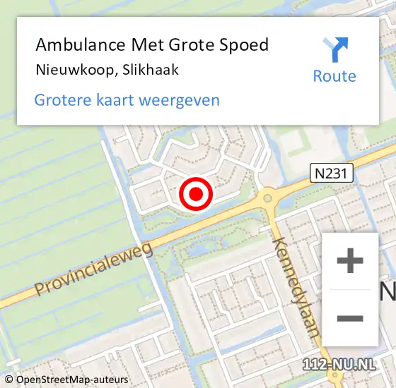 Locatie op kaart van de 112 melding: Ambulance Met Grote Spoed Naar Nieuwkoop, Slikhaak op 23 juli 2017 06:50