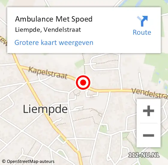 Locatie op kaart van de 112 melding: Ambulance Met Spoed Naar Liempde, Vendelstraat op 23 juli 2017 09:27