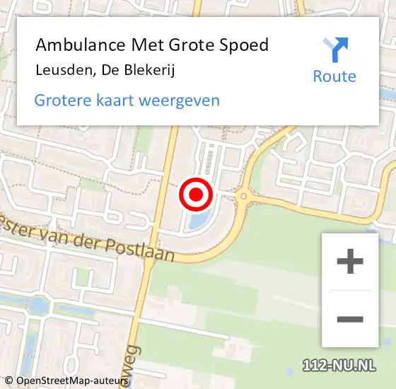 Locatie op kaart van de 112 melding: Ambulance Met Grote Spoed Naar Leusden, De Blekerij op 23 juli 2017 09:35