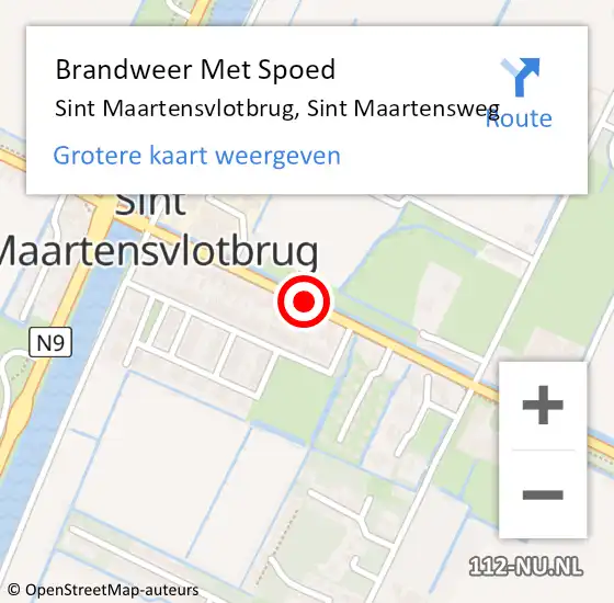 Locatie op kaart van de 112 melding: Brandweer Met Spoed Naar Sint Maartensvlotbrug, Sint Maartensweg op 23 juli 2017 09:55