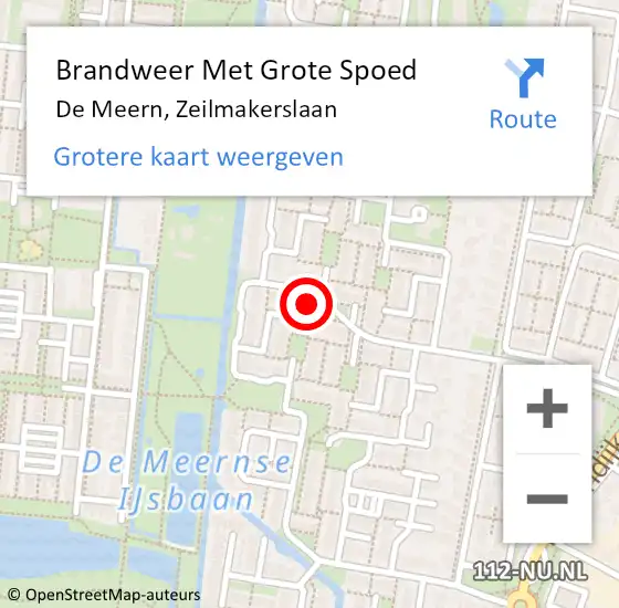 Locatie op kaart van de 112 melding: Brandweer Met Grote Spoed Naar De Meern, Zeilmakerslaan op 23 juli 2017 10:38