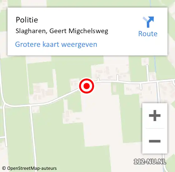 Locatie op kaart van de 112 melding: Politie Slagharen, Geert Migchelsweg op 23 juli 2017 10:43