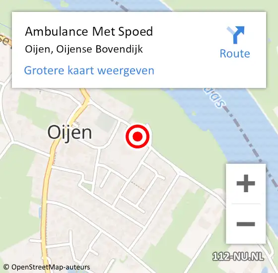 Locatie op kaart van de 112 melding: Ambulance Met Spoed Naar Oijen, Oijense Bovendijk op 23 juli 2017 11:42