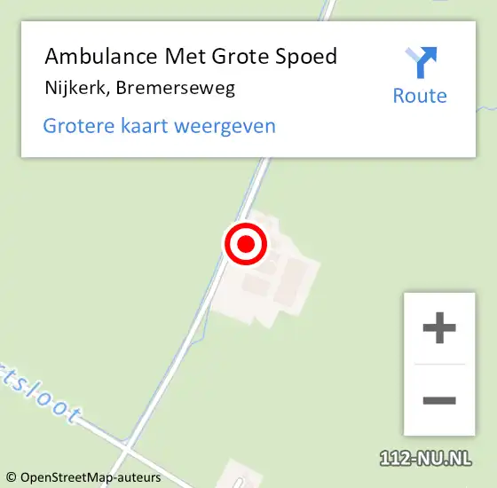 Locatie op kaart van de 112 melding: Ambulance Met Grote Spoed Naar Nijkerk, Bremerseweg op 27 januari 2014 19:16