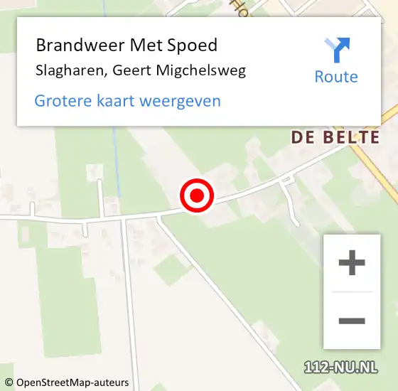 Locatie op kaart van de 112 melding: Brandweer Met Spoed Naar Slagharen, Geert Migchelsweg op 23 juli 2017 12:22