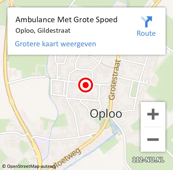 Locatie op kaart van de 112 melding: Ambulance Met Grote Spoed Naar Oploo, Gildestraat op 23 juli 2017 12:33