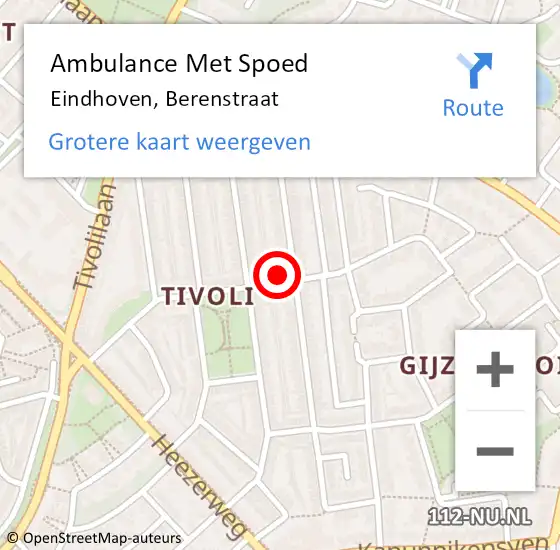 Locatie op kaart van de 112 melding: Ambulance Met Spoed Naar Eindhoven, Berenstraat op 23 juli 2017 12:42