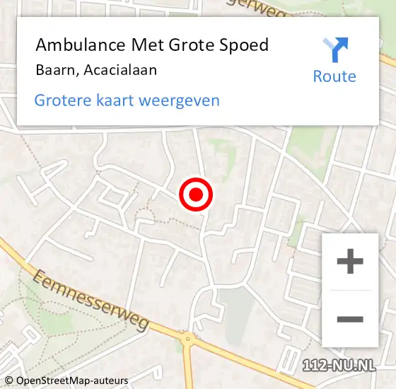 Locatie op kaart van de 112 melding: Ambulance Met Grote Spoed Naar Baarn, Acacialaan op 23 juli 2017 13:13