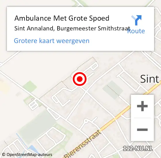 Locatie op kaart van de 112 melding: Ambulance Met Grote Spoed Naar Sint Annaland, Burgemeester Smithstraat op 23 juli 2017 13:32