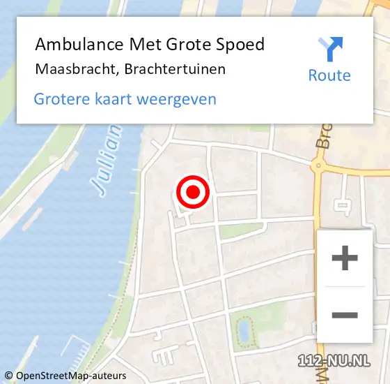 Locatie op kaart van de 112 melding: Ambulance Met Grote Spoed Naar Maasbracht, Brachtertuinen op 23 juli 2017 13:35