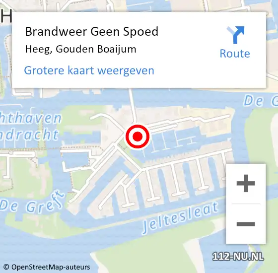 Locatie op kaart van de 112 melding: Brandweer Geen Spoed Naar Heeg, Gouden Boaijum op 23 juli 2017 13:39