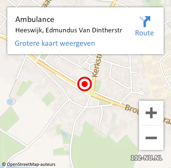 Locatie op kaart van de 112 melding: Ambulance Heeswijk, Edmundus Van Dintherstr op 23 juli 2017 13:49