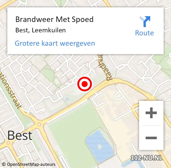 Locatie op kaart van de 112 melding: Brandweer Met Spoed Naar Best, Leemkuilen op 23 juli 2017 13:53