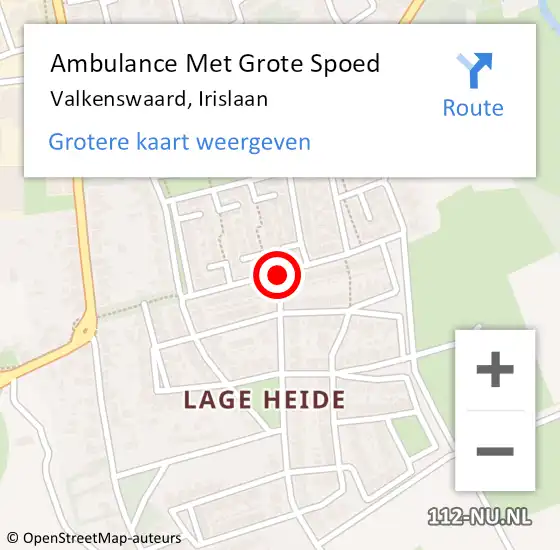 Locatie op kaart van de 112 melding: Ambulance Met Grote Spoed Naar Valkenswaard, Irislaan op 23 juli 2017 14:14