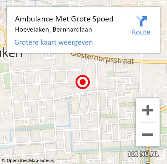 Locatie op kaart van de 112 melding: Ambulance Met Grote Spoed Naar Hoevelaken, Bernhardlaan op 23 juli 2017 15:15