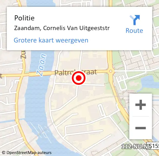 Locatie op kaart van de 112 melding: Politie Zaandam, Cornelis Van Uitgeeststr op 23 juli 2017 16:24