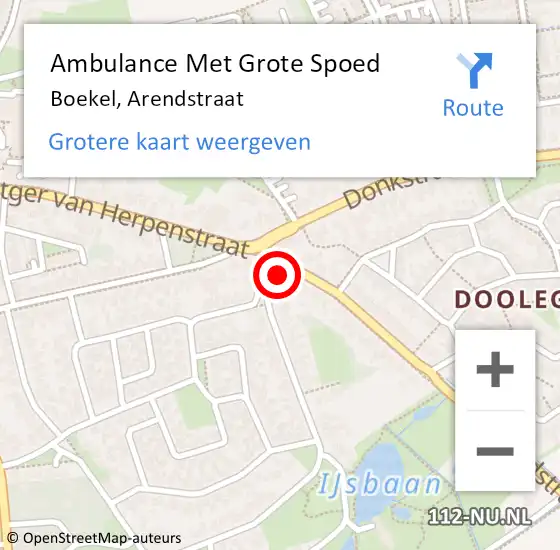 Locatie op kaart van de 112 melding: Ambulance Met Grote Spoed Naar Boekel, Arendstraat op 23 juli 2017 17:37